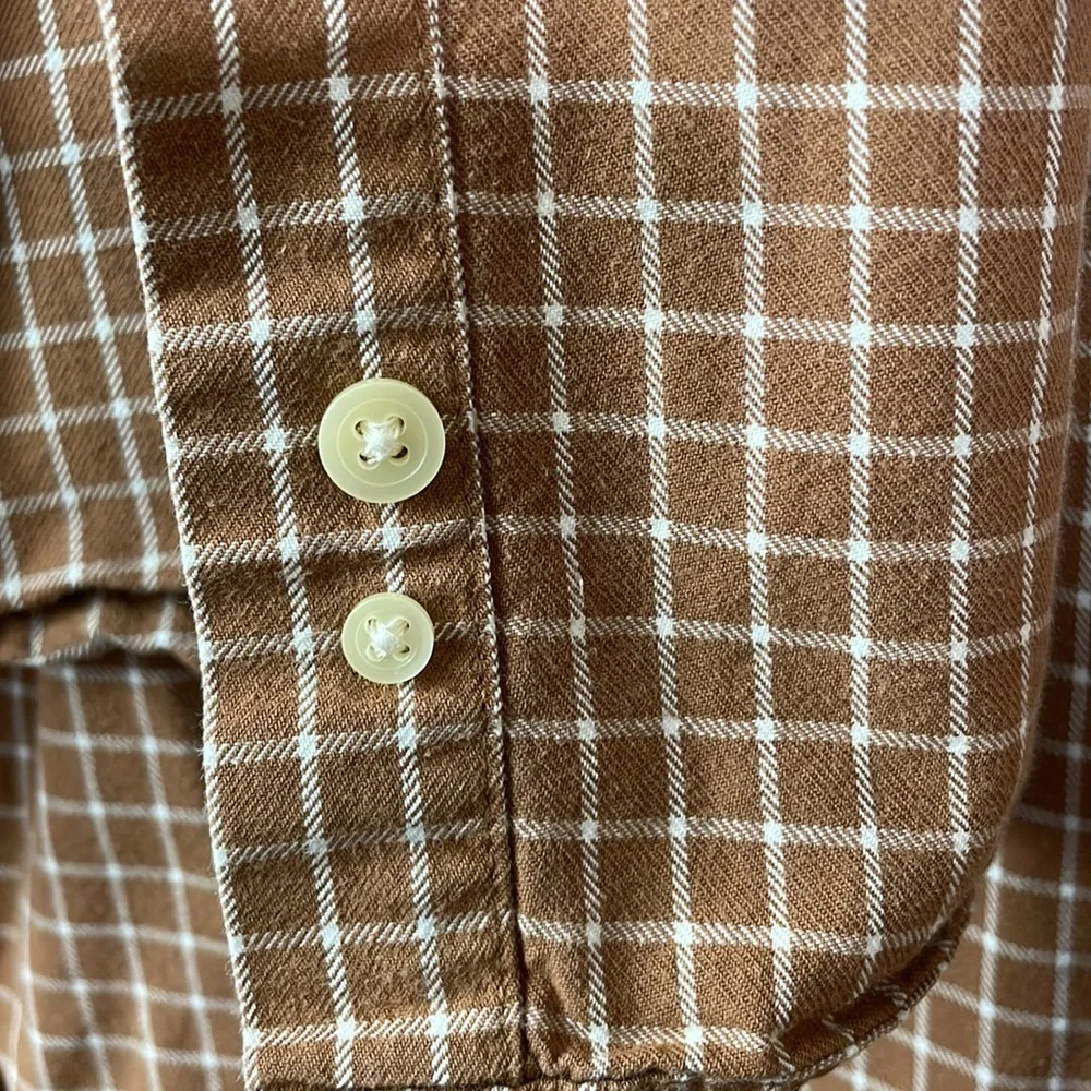 J. CREW MEN SHIRT Size XXL Color Brown White